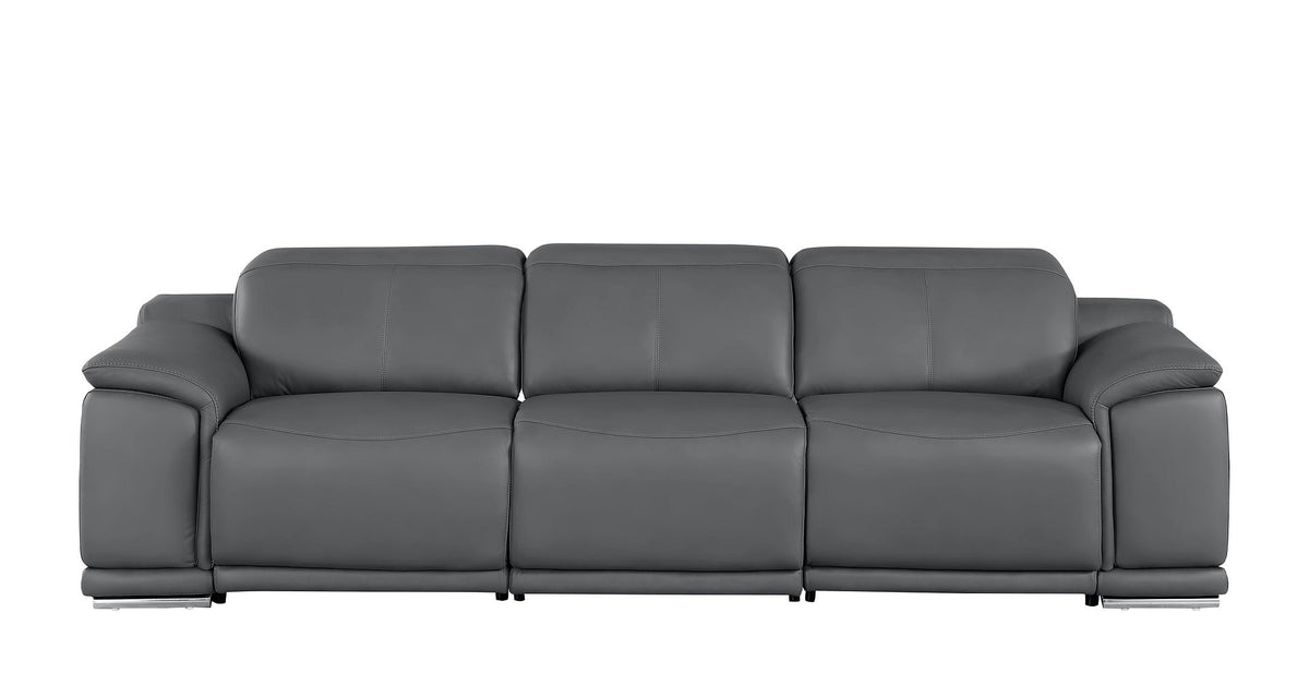 2679 Genuine Leather Sofa with Dual Power Recliners - Dark Grey - SKU 2679-DK-GRAY-3.2-S-HT - view 3