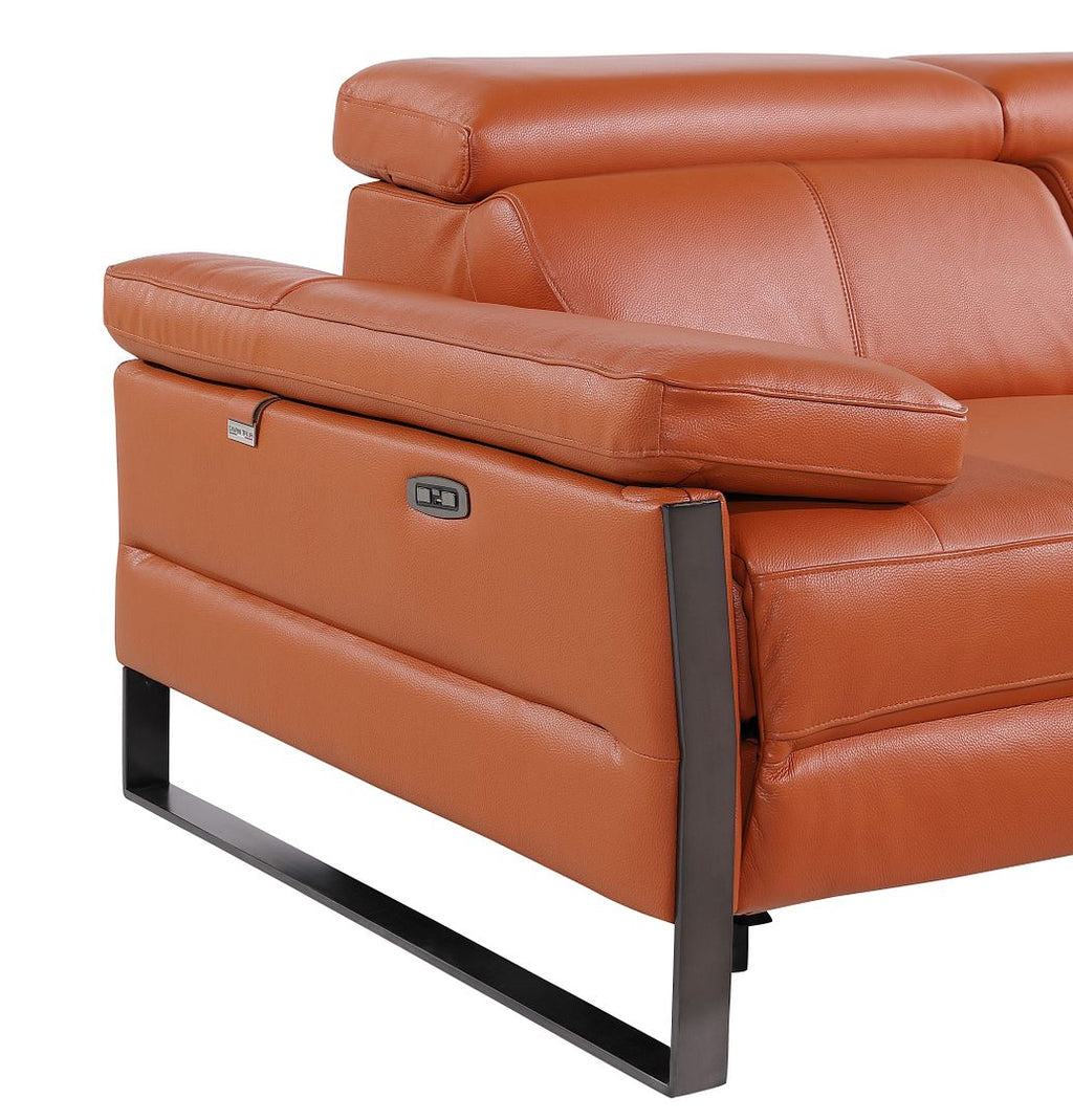 1246 Divanitalia 8-Piece U-Shaped Modular Power Reclining Sectional Sofa with 4 Power Recliners and Power Headrests - Top Grain Italian Leather