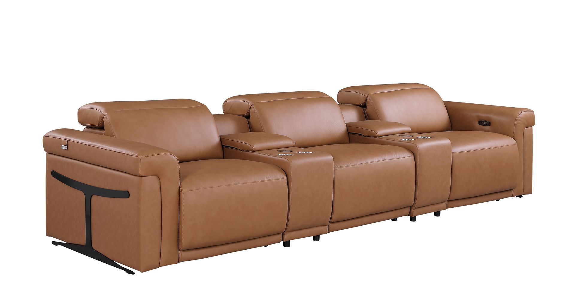 1126 Divanitalia 5-Piece Modular Power Reclining Sofa in Top Grain Italian Leather with 3 Power Recliners & Power Headrests