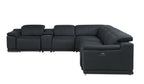9762 Divanitalia 7-Piece L-Shaped Top Grain Italian Leather Sectional Sofa with 3 Power Recliners