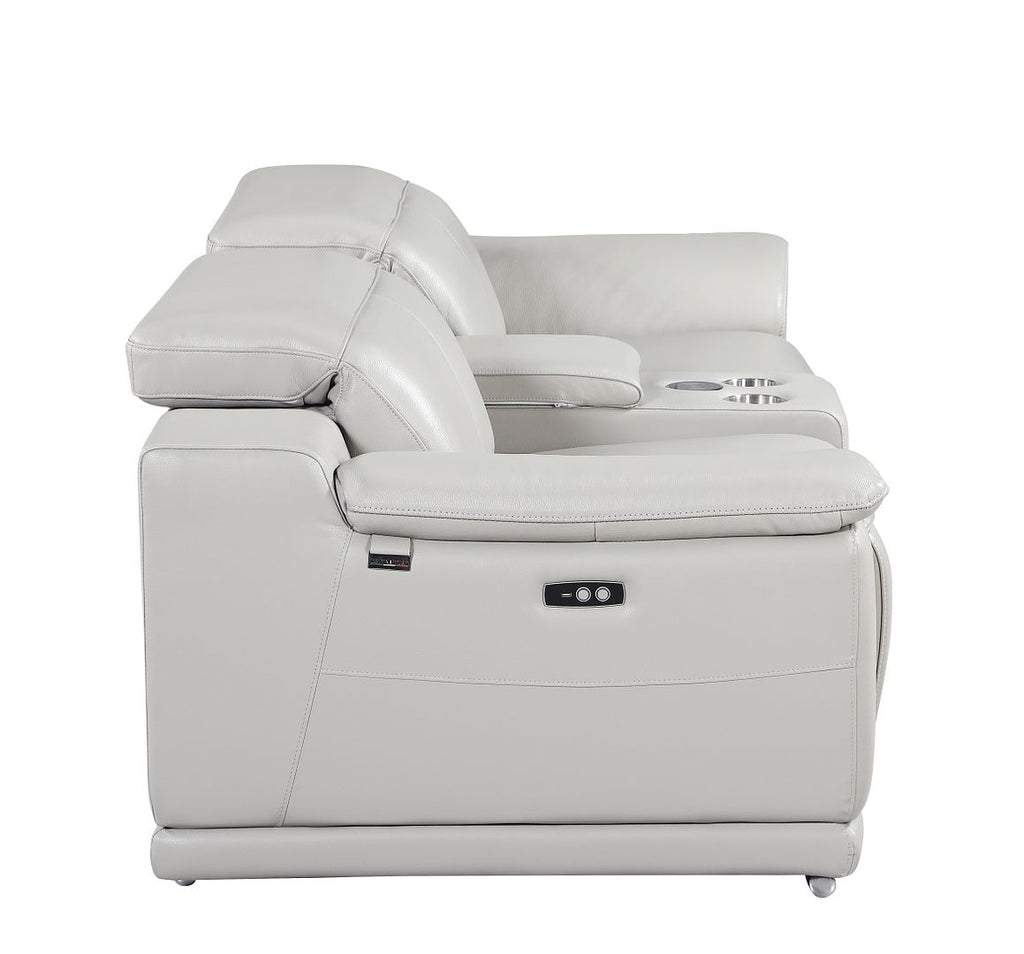 9762 Divanitalia 3-Piece Modular Power Reclining Console Loveseat with 2 Power Recliners in Top Grain Italian Leather