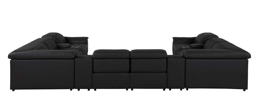9762 Divanitalia 12-Piece U-Shaped Top Grain Italian Leather Sectional Sofa with 4 Power Recliners