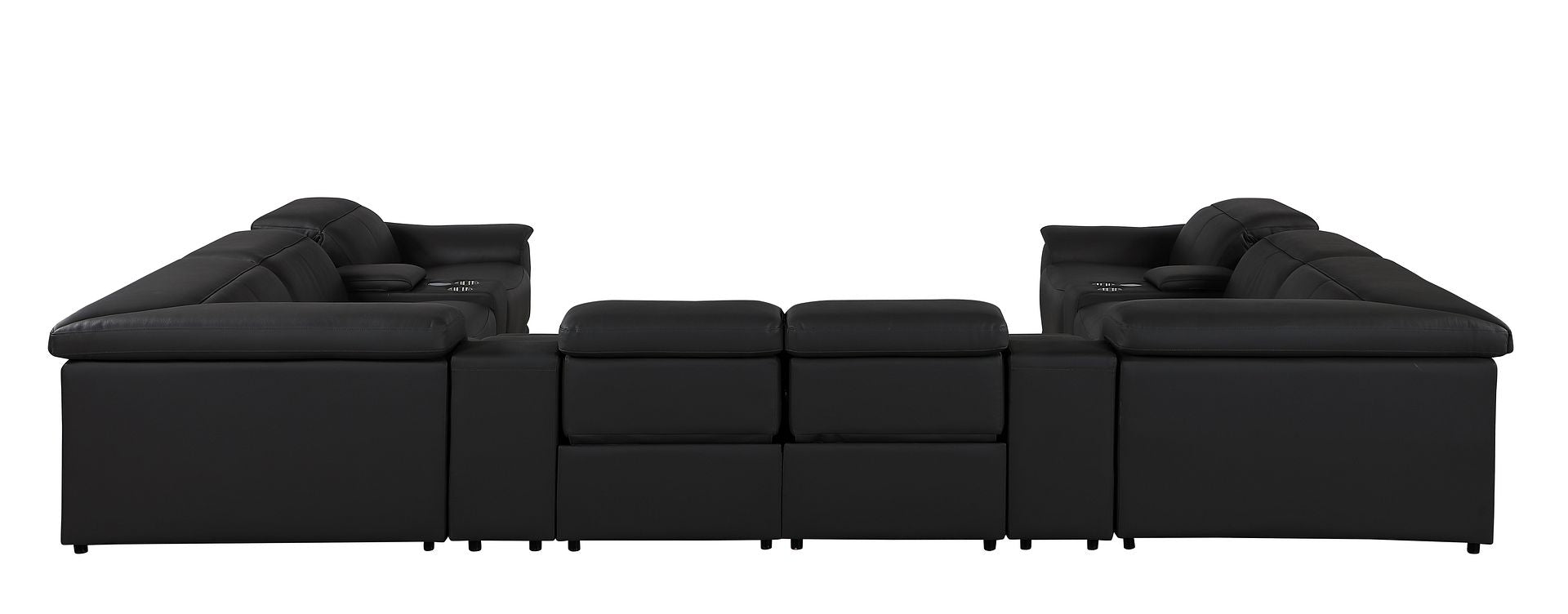 9762 Divanitalia 12-Piece U-Shaped Top Grain Italian Leather Sectional Sofa with 4 Power Recliners