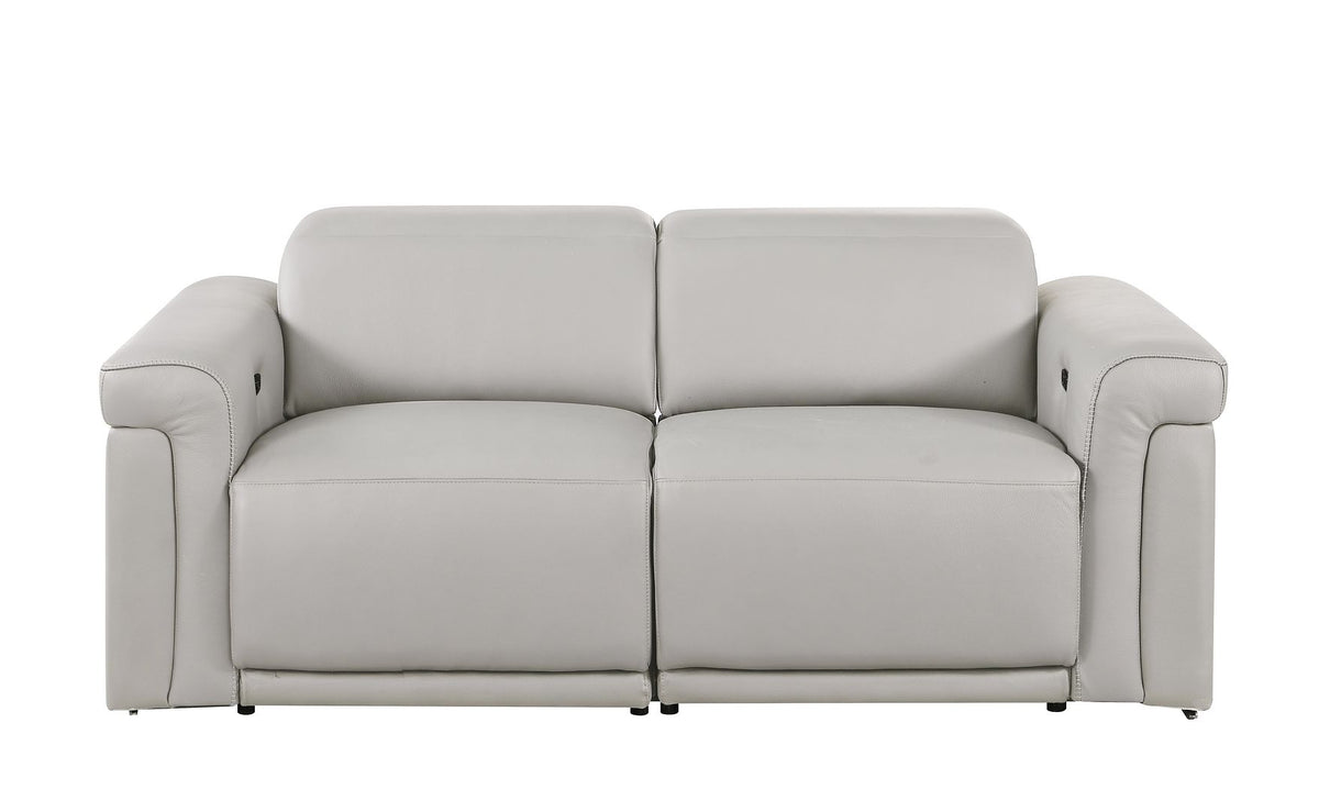 1126 Divanitalia 5-Piece Modular Power Reclining Sofa and Loveseat Set in Top Grain Italian Leather with 4 Power Recliners & Power Headrests - Light Grey - SKU 1126-LT_GREY-5.4-HT-2PC - view 8