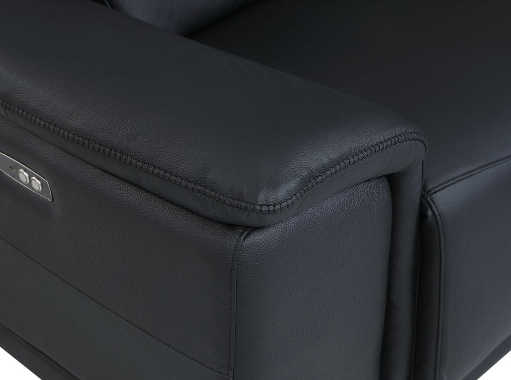 9762 Divanitalia 2-Piece Modular Power Reclining Console with 2 Power Recliners in Top Grain Italian Leather