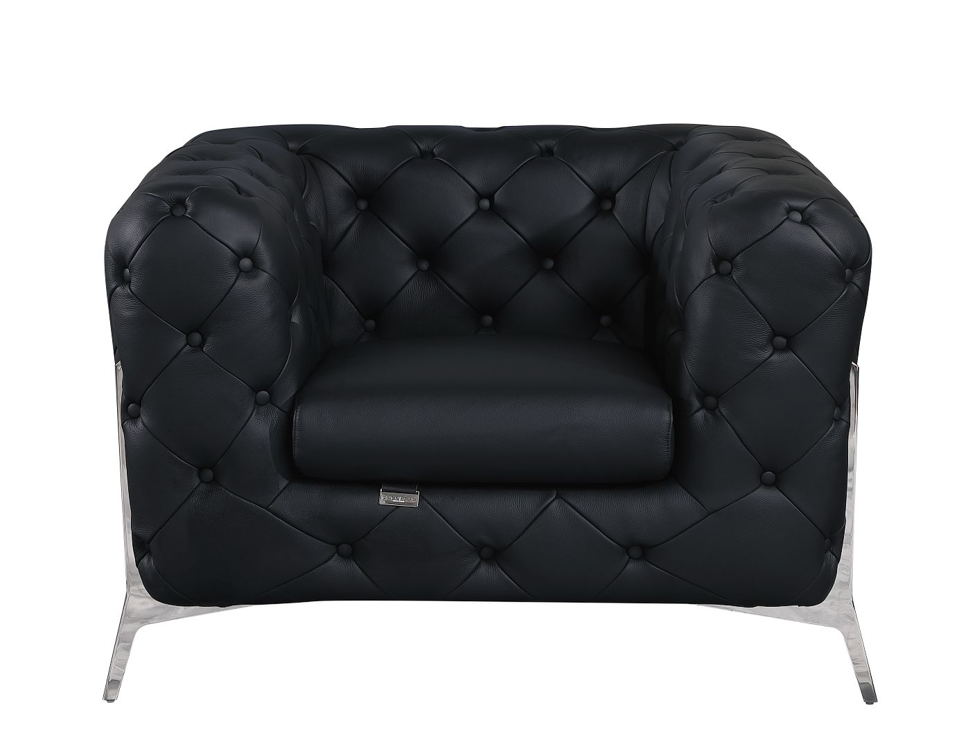 970 Divanitalia 3-Piece Sofa Set in Top-grain Italian Leather - Black - SKU 970- BLACK 3PC (S/L/CH) - GROUP - view 5