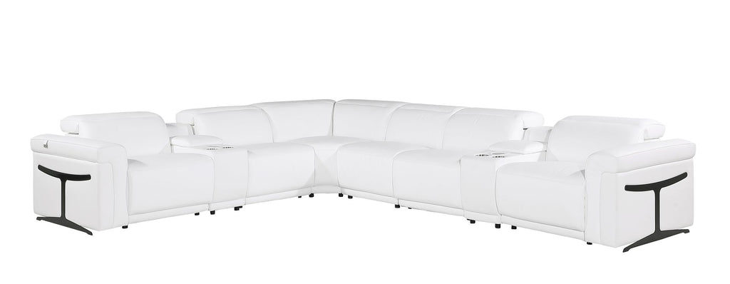 1126 Divanitalia 8-Piece L-Shaped Sectional Sofa in Top Grain Italian Leather with 4 Power Recliners & Power Headrests
