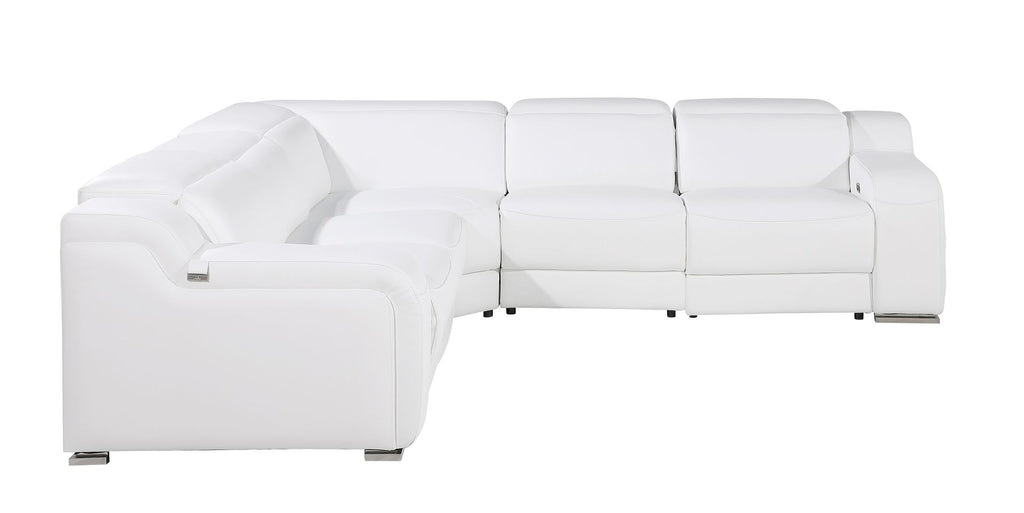 1116 Divanitalia 5-Piece L-Shaped Sectional Sofa in Top Grain Italian Leather with 3 Power Recliners & Power Headrests - White - SKU 1116-WHITE-5PC-3PWR-SECTIONAL- GROUP - view 4
