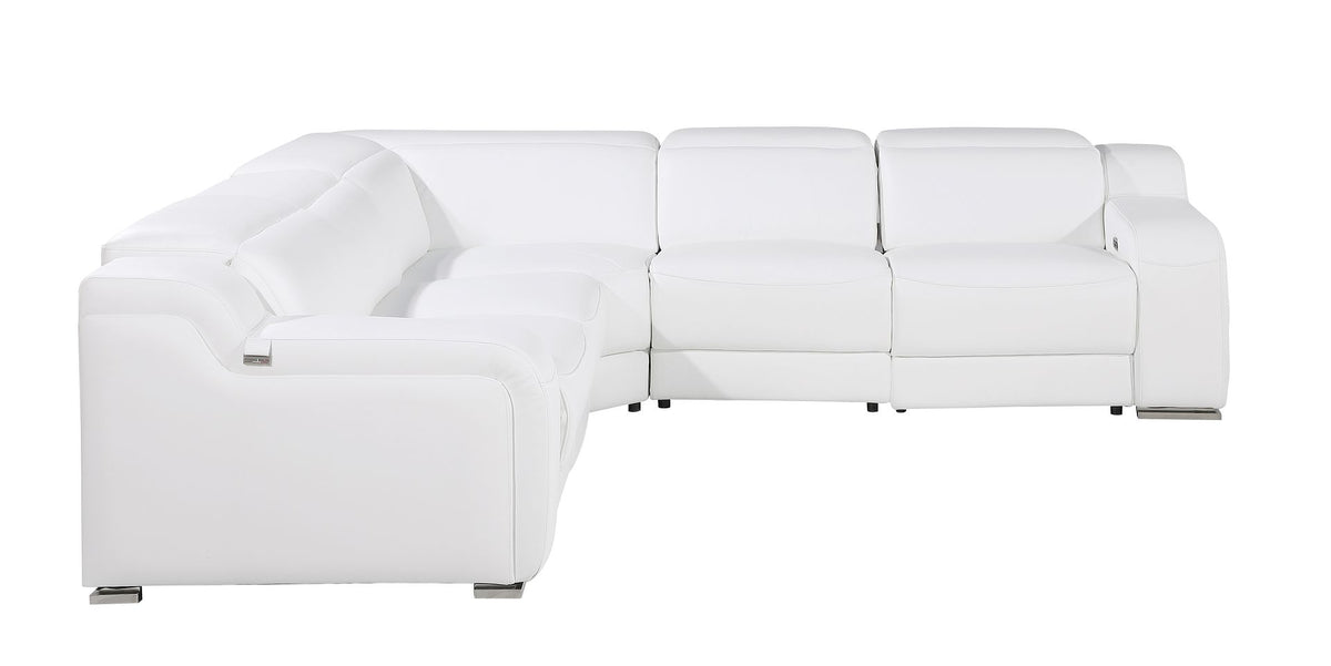 1116 Divanitalia 5-Piece L-Shaped Sectional Sofa in Top Grain Italian Leather with 3 Power Recliners & Power Headrests - White - SKU 1116-WHITE-5PC-3PWR-SECTIONAL- GROUP - view 4