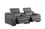 1116 Divanitalia 3-Piece Modular Power Reclining Console Loveseat in Top Grain Italian Leather with 2 Power Recliners & Power Headrests