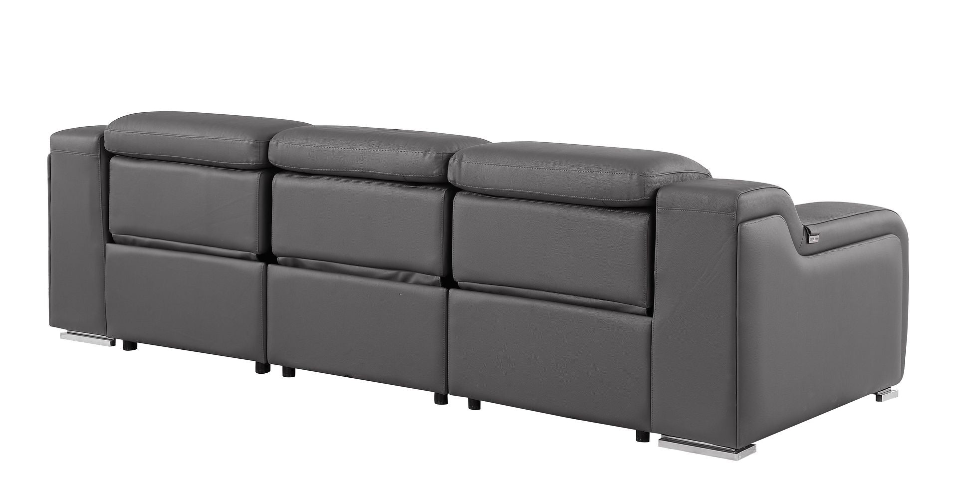 1116 Divanitalia 3-Piece Modular Power Reclining Sofa in Top Grain Italian Leather with 3 Power Recliners & Power Headrests