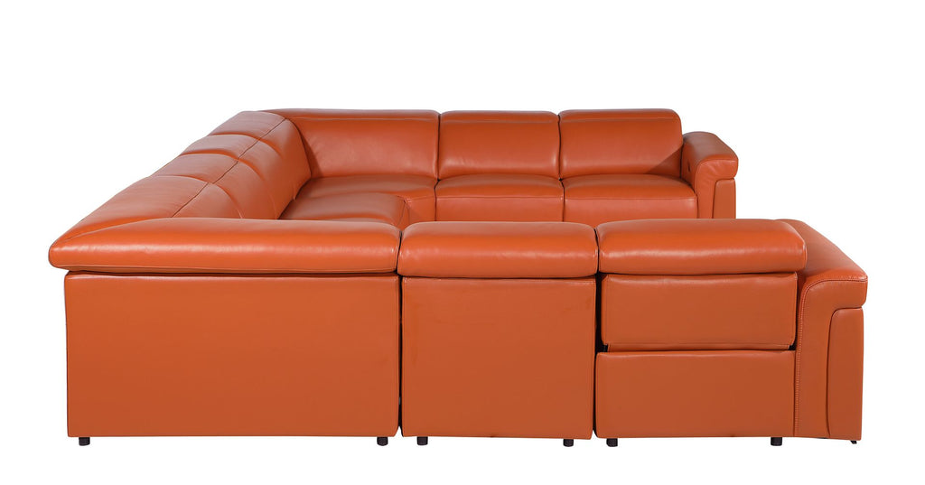 1126 Divanitalia 8-Piece U-Shaped Sectional Sofa in Top Grain Italian Leather with 4 Power Recliners & Power Headrests