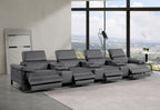 1246 Divanitalia Modular Power Triple Reclining Triple Console Sofa with Power Reclining Headrests - Top Grain Italian Leather