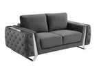 1051 Divanitalia Beige 3-Piece Sofa Set in Velvet Fabric - Dark Grey - SKU 1051-DK-GRAY-2PC - view 7