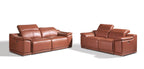 9762 Divanitalia Top Grain Italian Leather Power Reclining Sofa and Loveseat Set with Adjustable Headrests - Camel - SKU 9762-POWER-CAMEL 2PC (S/L) - GROUP - view 2