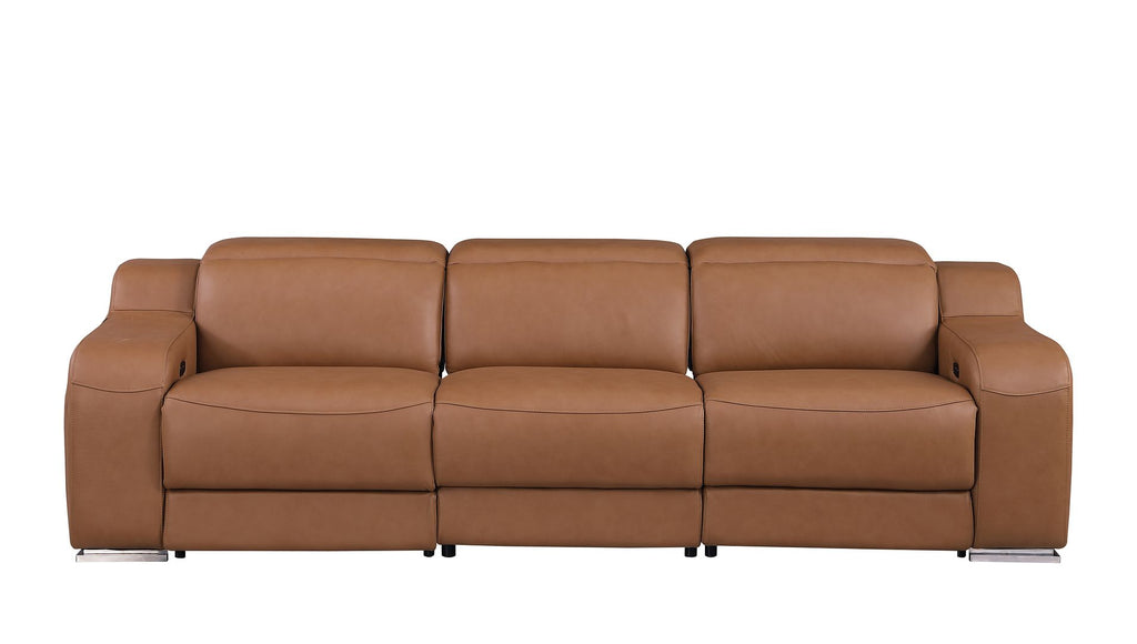 1116 Divanitalia 3-Piece Modular Power Reclining Sofa in Top Grain Italian Leather with 2 Power Recliners & Power Headrests