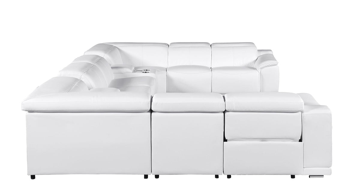 9762 Divanitalia 10-Piece U-Shaped Top Grain Italian Leather Sectional Sofa with 4 Power Recliners - White - SKU 9762-WHITE-10PC-4PWR-U-SECTIONAL-GROUP - view 8