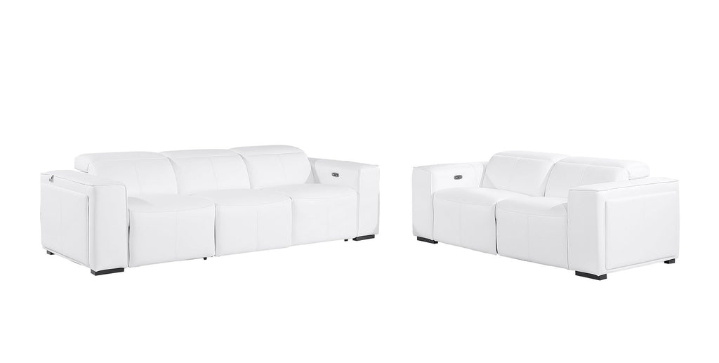 1224 Divanitalia 5-Piece Modular Power Reclining Sofa and Loveseat Set in Top Grain Italian Leather with 4 Power Recliners & Power Headrests - White - SKU 1224-WHITE-5.4-HT-2PC - view 3