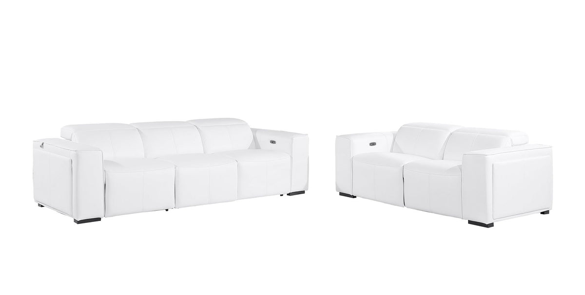 1224 Divanitalia 5-Piece Modular Power Reclining Sofa and Loveseat Set in Top Grain Italian Leather with 4 Power Recliners & Power Headrests - White - SKU 1224-WHITE-5.4-HT-2PC - view 3