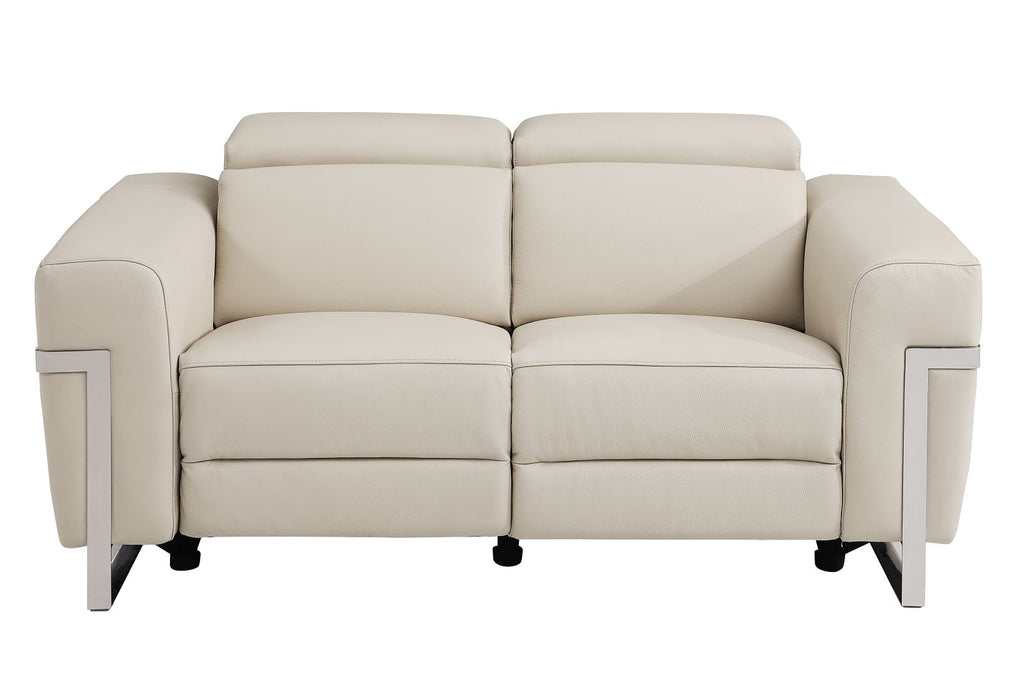 990 Divanitalia Power Reclining 2-Piece Sofa Set with Power Headrest in Top-grain Italian Leather - Beige - SKU 990-BEIGE-2PC - view 6