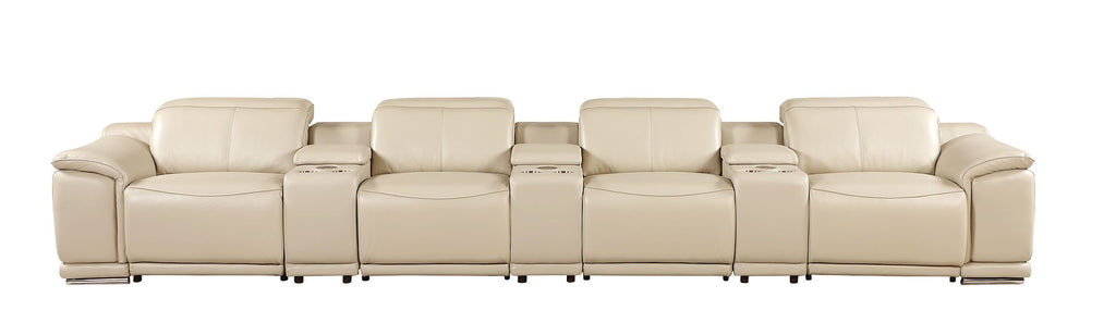 9762 Divanitalia 7-Piece Modular Top Grain Italian Leather Power Reclining Sofa with 4 Power Recliners