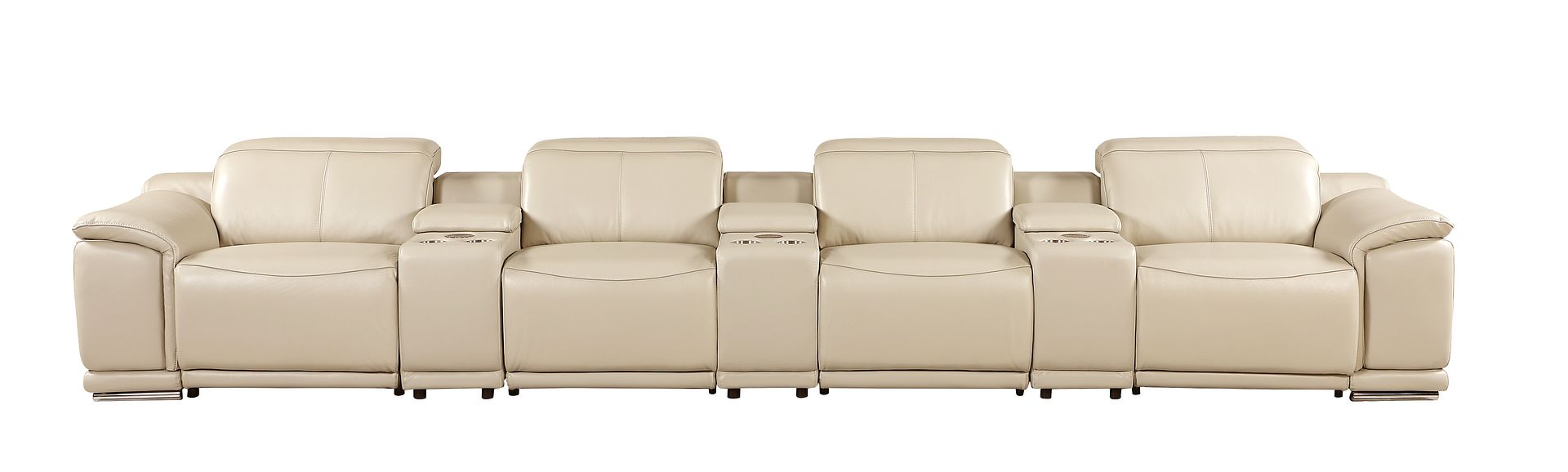9762 Divanitalia 7-Piece Modular Top Grain Italian Leather Power Reclining Sofa with 4 Power Recliners
