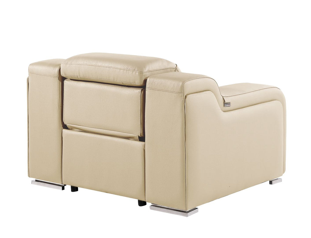 1116 Divanitalia Top Grain Italian Leather Power Reclining Chair with Power Headrests - Beige - SKU 1116-BEIGE-CH - view 6