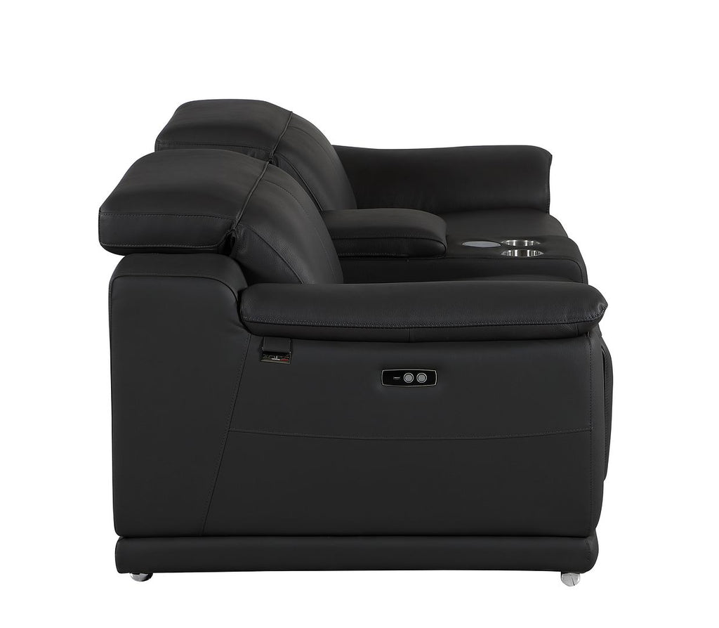 9762 Divanitalia 3-Piece Modular Power Reclining Console Loveseat with 2 Power Recliners in Top Grain Italian Leather