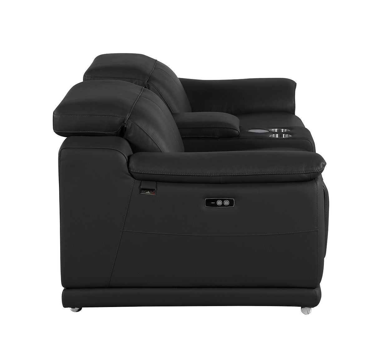 9762 Divanitalia 3-Piece Modular Power Reclining Console Loveseat with 2 Power Recliners in Top Grain Italian Leather