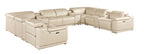 9762 Divanitalia 12-Piece U-Shaped Top Grain Italian Leather Sectional Sofa with 4 Power Recliners