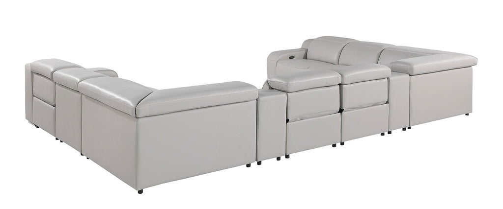 1116 Divanitalia 10-Piece U-Shaped Sectional Sofa in Top Grain Italian Leather with 4 Power Recliners & Power Headrests