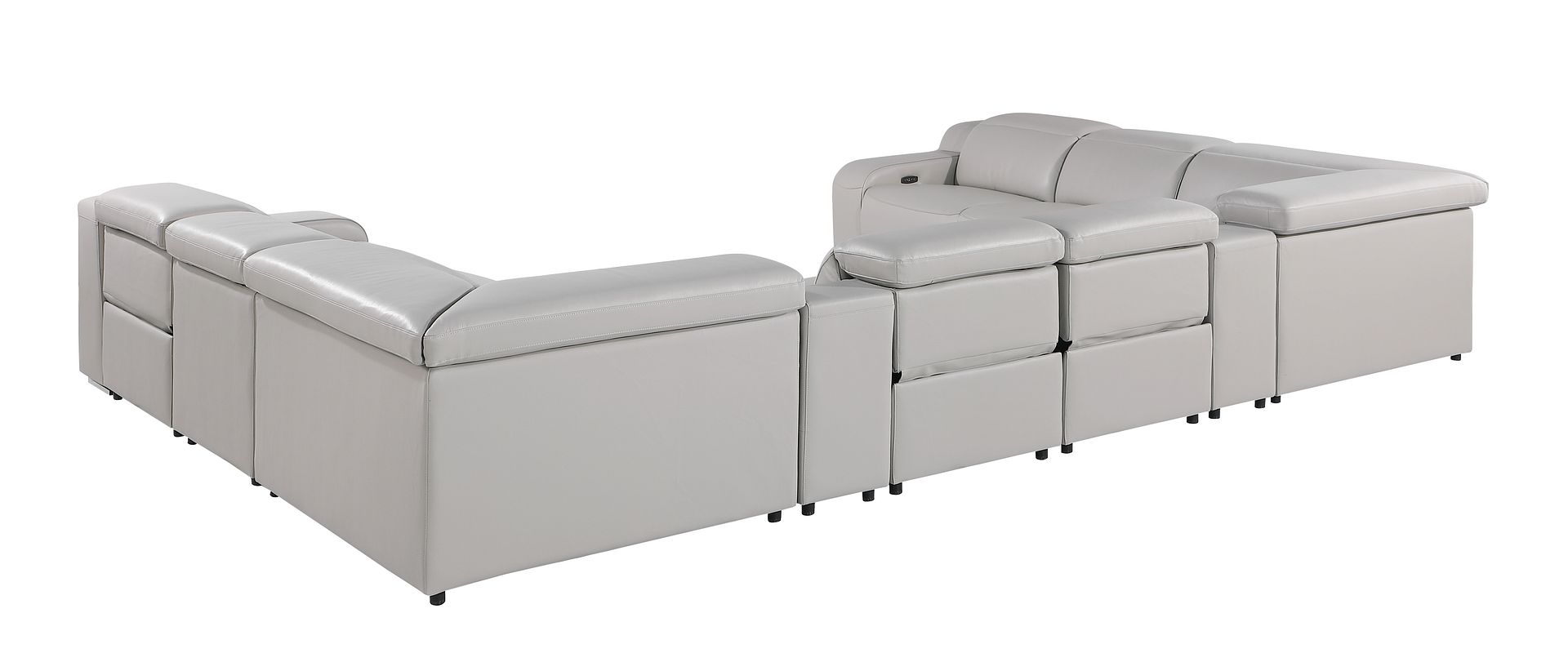 1116 Divanitalia 10-Piece U-Shaped Sectional Sofa in Top Grain Italian Leather with 4 Power Recliners & Power Headrests