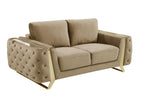 1051 Divanitalia Beige Loveseat in Velvet Fabric