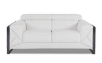 903 Divanitalia Loveseat with Adjustable Headrest in Top-grain Italian Leather - White - SKU 903-L-WHITE