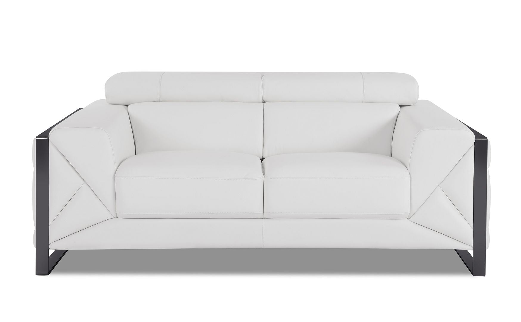 903 Divanitalia Loveseat with Adjustable Headrest in Top-grain Italian Leather - White