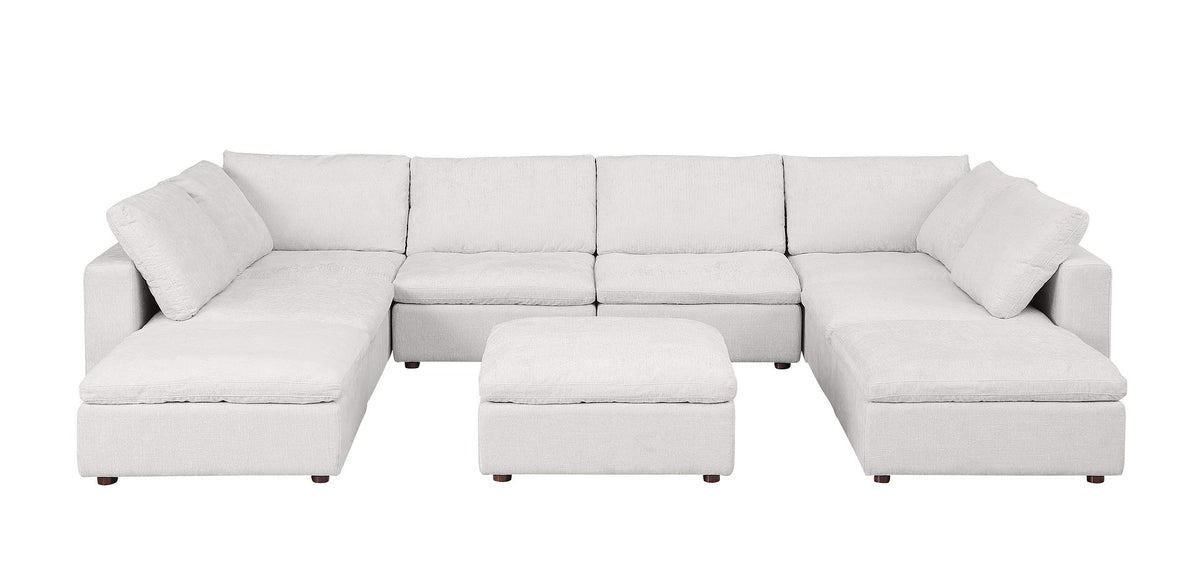 1100 Divanitalia 9-Piece Sectional Sofa with Chaise - Light Grey - SKU 1100-LT-GREY-FABRIC-9.6-U-CHAISE - view 2