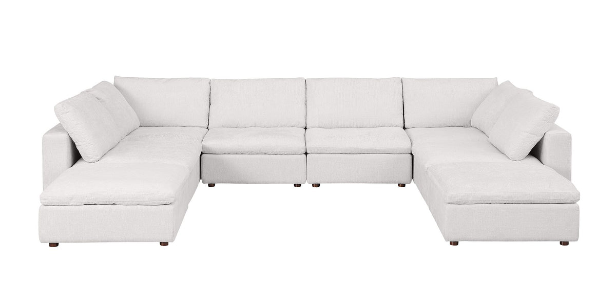 1100 Divanitalia 8-Piece Sectional Sofa with Chaise - Light Grey - SKU 1100-LT-GREY-FABRIC-8.6-U-CHAISE - view 2