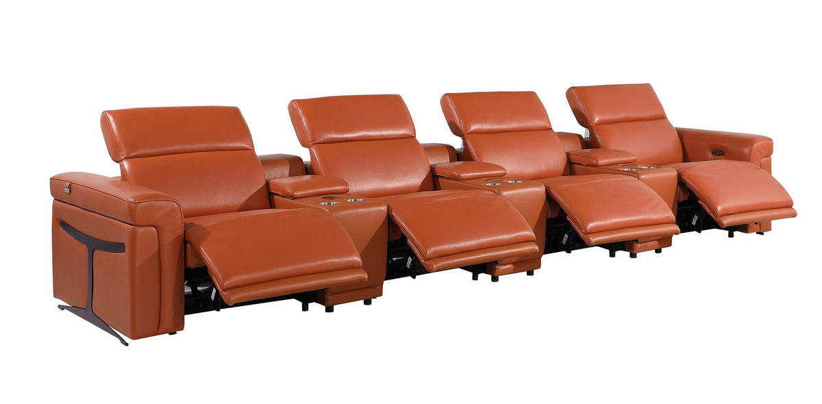 1126 Divanitalia 7-Piece Modular Power Reclining Sofa in Top Grain Italian Leather with 4 Power Recliners & Power Headrests - Camel - SKU 1126-CAMEL-7.4-HT - view 5