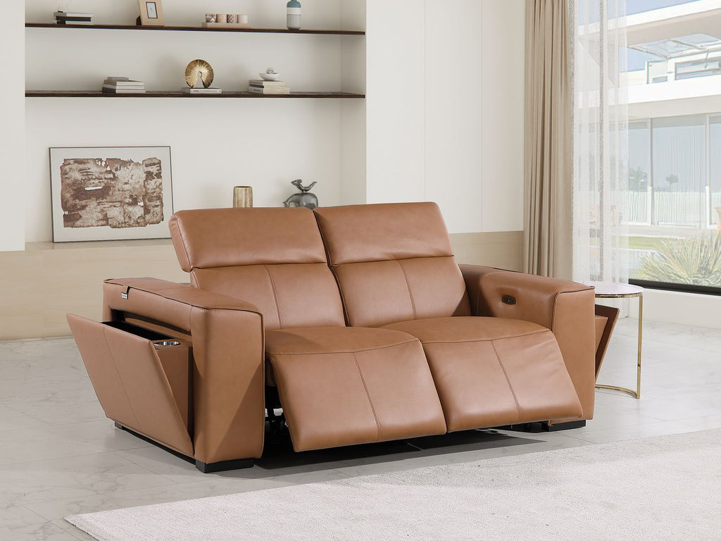 1224 Divanitalia 2-Piece Modular Power Reclining Loveseat in Top Grain Italian Leather with 2 Power Recliners & Power Headrests