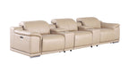 2679 Genuine Leather Sofa with 3 Power Recliners & Dual Storage Consoles