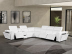 1224 Divanitalia 7-Piece L-Shaped Sectional Sofa in Top Grain Italian Leather with 3 Power Recliners & Power Headrests - White - SKU 1224-WHITE-7PC-3PWR-SECTIONAL - view 2