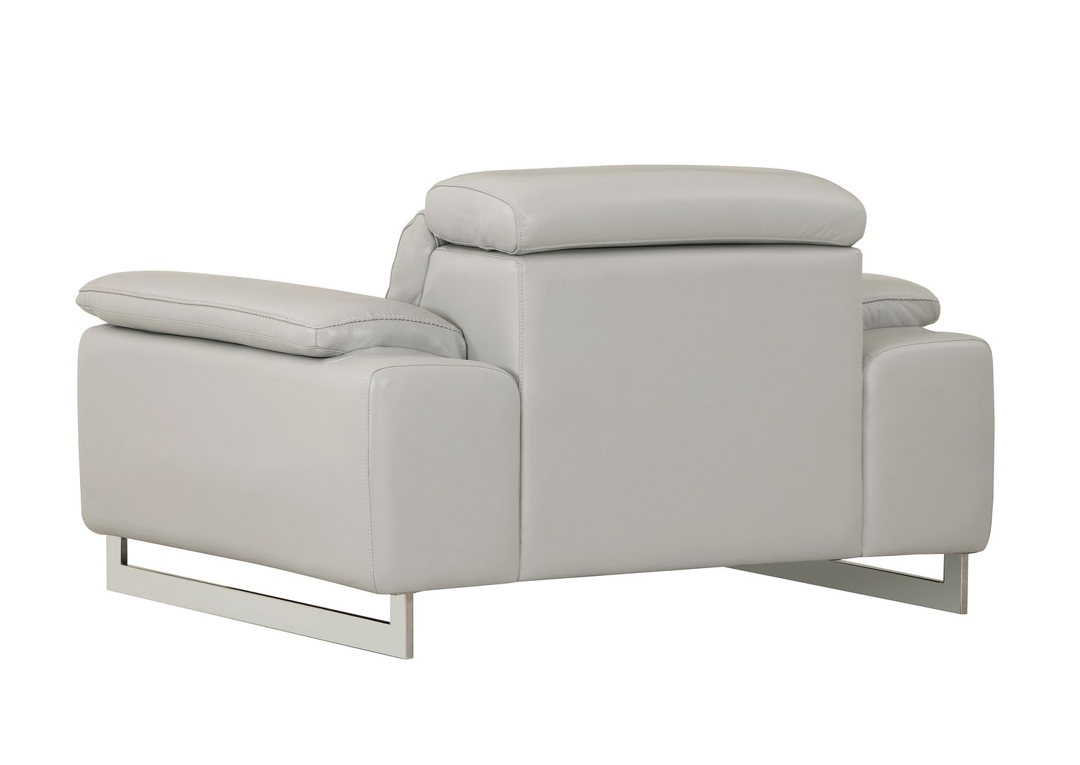 636 Divanitalia Light Gray Chair with Adjustable Headrest in Top-grain Italian Leather