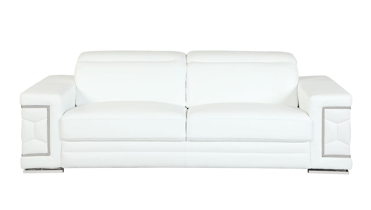 692 Divanitalia Sofa with Adjustable Headrest in Top-grain Italian Leather - White - SKU 692-S-WHITE