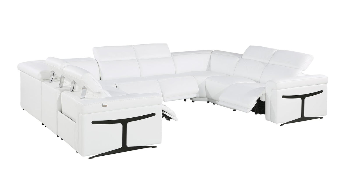 1126 Divanitalia 8-Piece U-Shaped Sectional Sofa in Top Grain Italian Leather with 4 Power Recliners & Power Headrests - White - SKU 1126-WHITE-8PC-4PWR-U-NC-SECTIONAL-GROUP - view 5