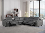 1246 Divanitalia 6-Piece L-Shaped Modular Power Reclining Sectional Sofa with 3 Power Recliners and Power Headrests - Top Grain Italian Leather - Dark Grey - SKU 1246-DK-GREY-6PC-3PWR-SECTIONAL - view 2