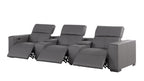 1208 Leather Sofa with 3 Power Recliners and Two Storage Consoles