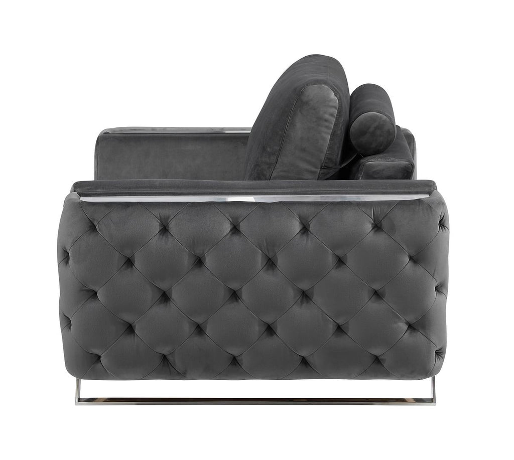 1051 Divanitalia Beige Chair in Velvet Fabric - Dark Grey - SKU 1051-DK-GRAY-CH - view 5