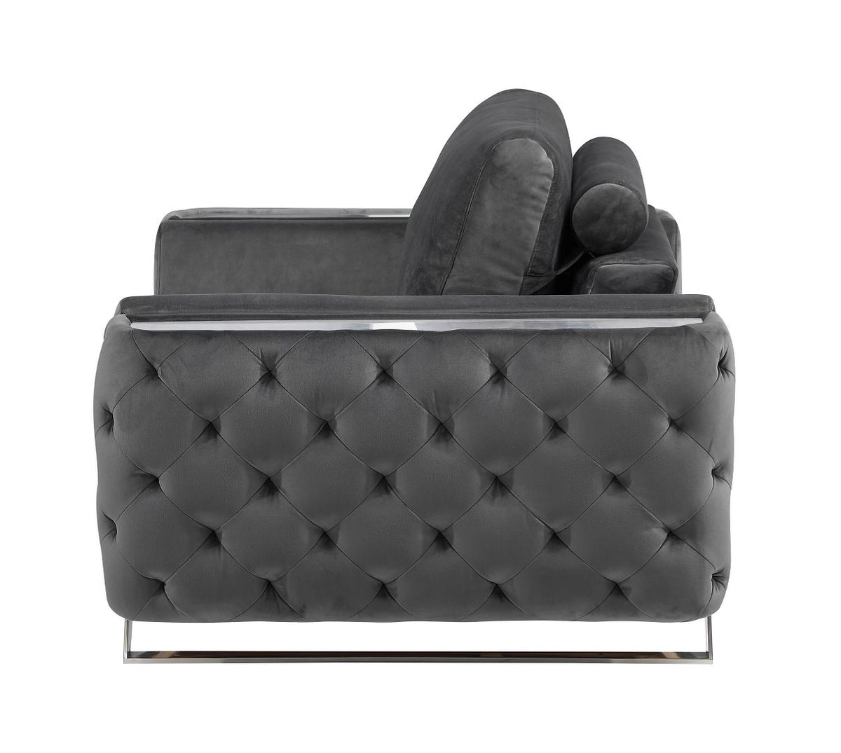 1051 Divanitalia Beige Chair in Velvet Fabric - Dark Grey - SKU 1051-DK-GRAY-CH - view 5