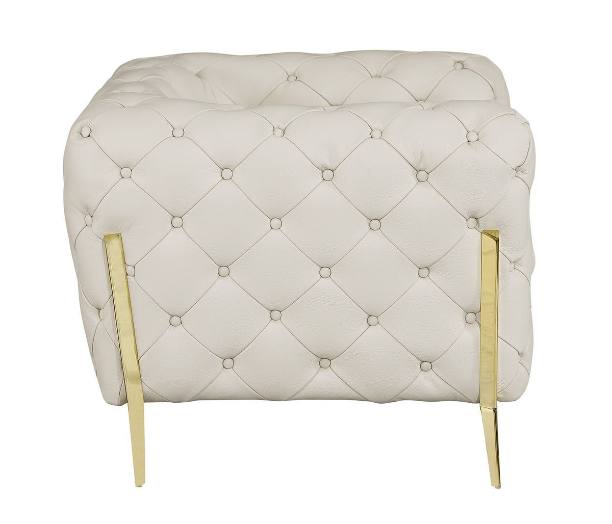 970 Divanitalia 3-Piece Sofa Set in Top-grain Italian Leather - Cream - SKU 970- CREAM 3PC (S/CH/CH) - GROUP - view 7