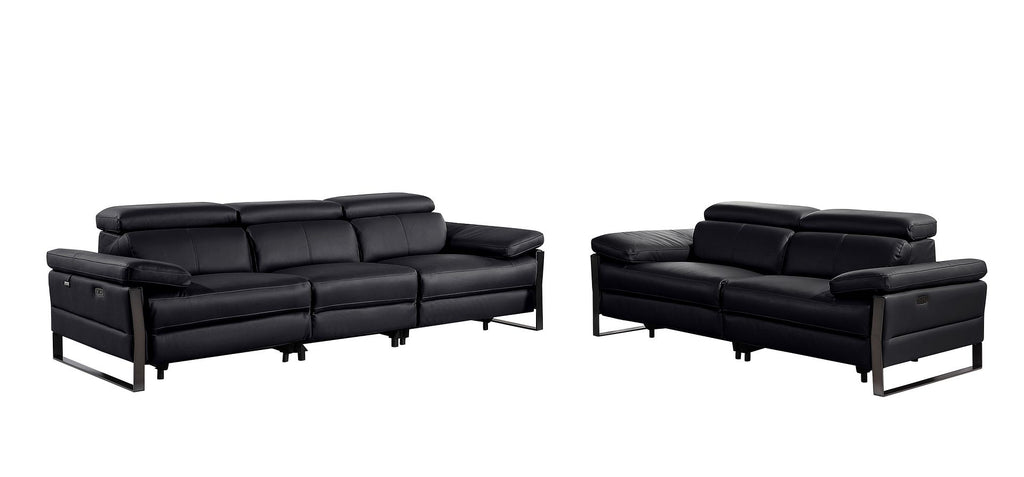 1246 Divanitalia Modular Power Dual Reclining Sofa and Loveseat Set with Power Headrests - Top Grain Italian Leather - Black - SKU 1246-BLACK-5.4-HT-2PC - view 3